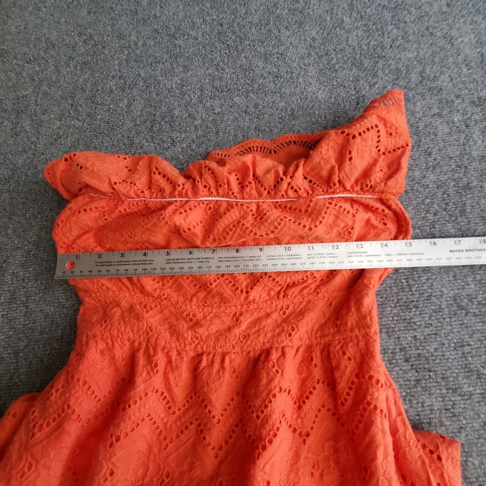 Flying Tomatoes 100% Cotton Women's off Shoulder Mini Dress Size Small Eyelet - Picture 3 of 11